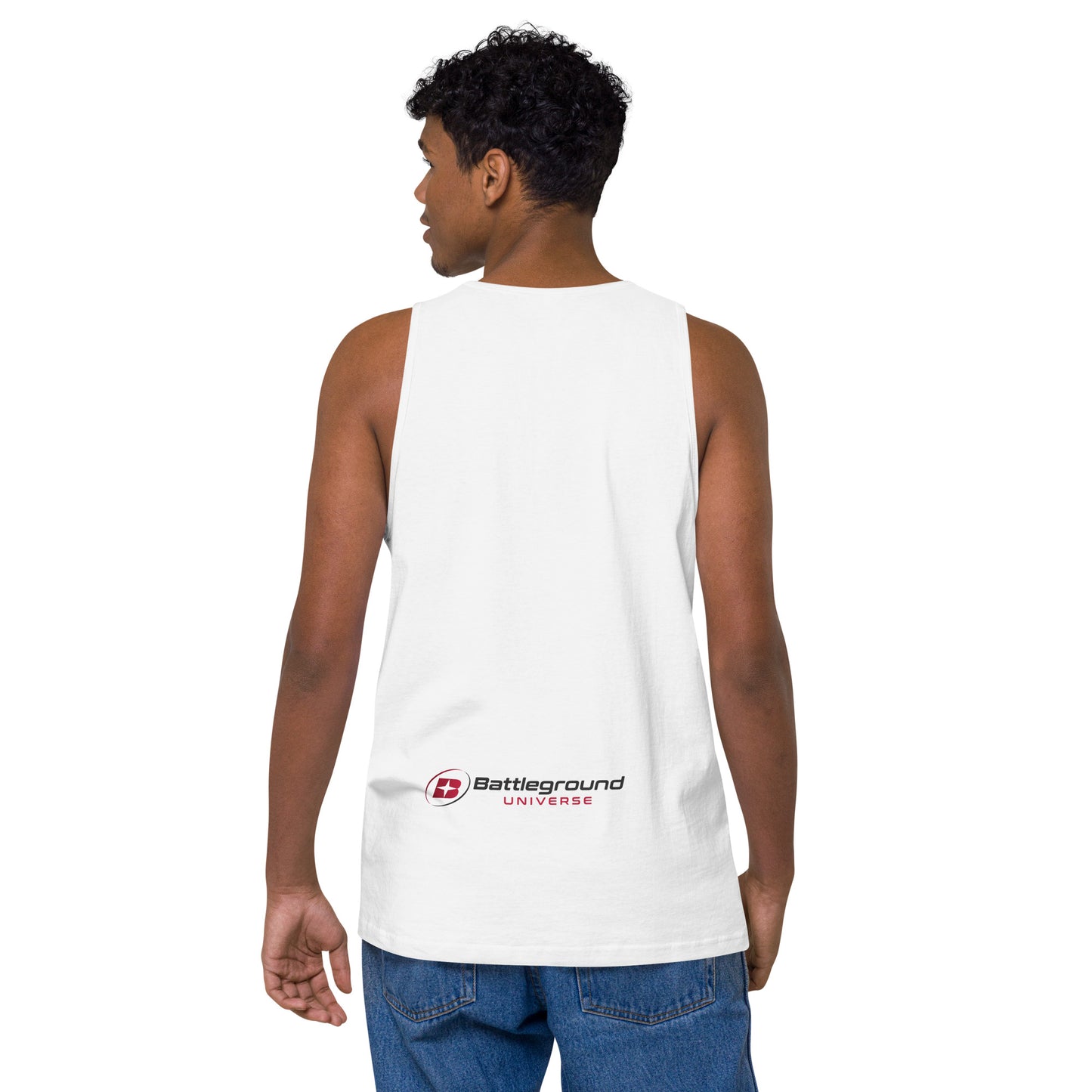 Battleground Universe Men’s White Tank Top